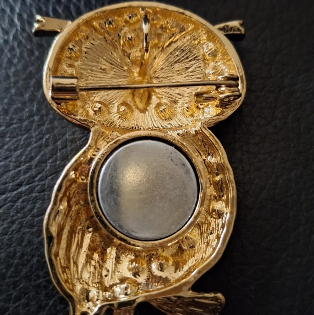 Gold and Diamond Owl Brooch and Bracelet Set